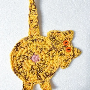 Horgolt cica poháralátét. - otthon & életmód - konyhafelszerelés, tálalás - tálalás - tányér- és poháralátét - Meska.hu