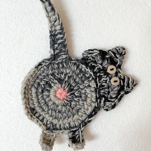 Horgolt cica poháralátét. - otthon & életmód - konyhafelszerelés, tálalás - tálalás - tányér- és poháralátét - Meska.hu