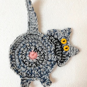 Horgolt cica poháralátét. - otthon & életmód - konyhafelszerelés, tálalás - tálalás - tányér- és poháralátét - Meska.hu