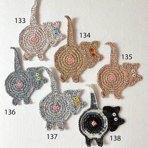 Horgolt cica poháralátét., Otthon & Életmód, Konyhafelszerelés, tálalás, Tálalás, Tányér- és poháralátét, , MESKA