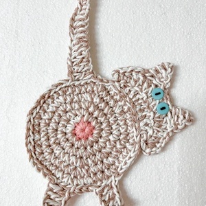 Horgolt cica poháralátét. - otthon & életmód - konyhafelszerelés, tálalás - tálalás - tányér- és poháralátét - Meska.hu