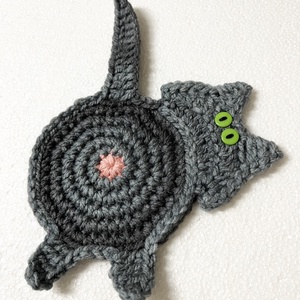 Horgolt cica poháralátét. - otthon & életmód - konyhafelszerelés, tálalás - tálalás - tányér- és poháralátét - Meska.hu