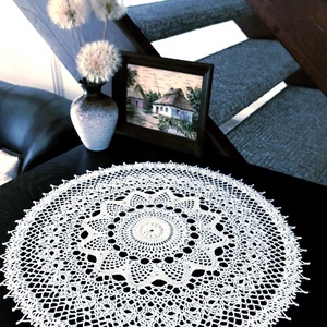 Modern horgolt csipke terítő - mandala 3D elemekkel - Meska.hu
