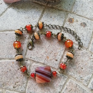 Karneol és narancs aventurin karkötő - narancssárga karneol és aventurin ásvány - ékszer - karkötő - gyöngyös karkötő - Meska.hu