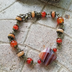 Karneol és narancs aventurin karkötő - narancssárga karneol és aventurin ásvány - ékszer - karkötő - gyöngyös karkötő - Meska.hu