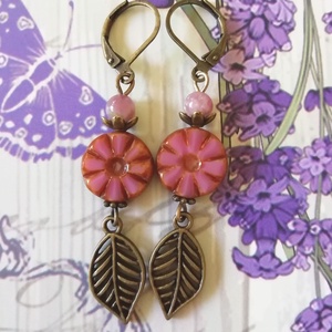 Mályva színű virágos füli turmalin ásvánnyal - Meska.hu