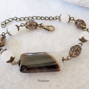 Forró espresso kis tejjel karkötő - sávos achát, füstkvarc, tejkvarc - Meska.hu