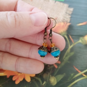 Kék és sárga üveggyöngy fülbevaló - ékszer - fülbevaló - lógó fülbevaló - Meska.hu Kék és sárga üveggyöngy fülbevaló - ékszer - fülbevaló - lógó fülbevaló - Meska.hu