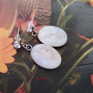 Szivárványos holdkő acél fülbevaló , Ékszer, Fülbevaló, Lógó fülbevaló, Ékszerkészítés, MESKA