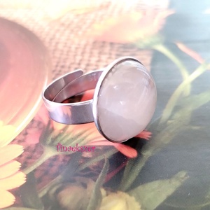 Rózsakvarc acél gyűrű, Ékszer, Gyűrű, Szoliter gyűrű, Ékszerkészítés, MESKA