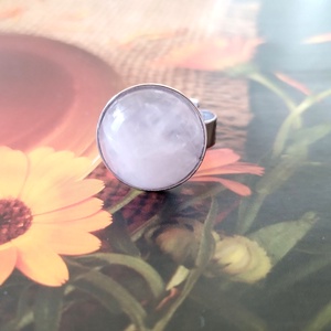 Rózsakvarc acél gyűrű - ékszer - gyűrű - szoliter gyűrű - Meska.hu