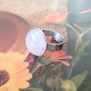 Rózsakvarc acél gyűrű - ékszer - gyűrű - szoliter gyűrű - Meska.hu