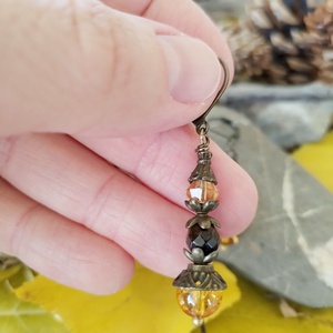 Méz fülbevaló - citrin, tigrisszem és üveggyöngy - ékszer - fülbevaló - lógó fülbevaló - Meska.hu Méz fülbevaló - citrin, tigrisszem és üveggyöngy - ékszer - fülbevaló - lógó fülbevaló - Meska.hu