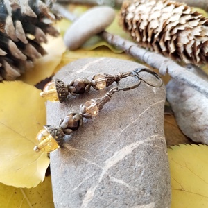 Méz fülbevaló - citrin, tigrisszem és üveggyöngy - ékszer - fülbevaló - lógó fülbevaló - Meska.hu Méz fülbevaló - citrin, tigrisszem és üveggyöngy - ékszer - fülbevaló - lógó fülbevaló - Meska.hu