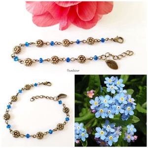 Kék nefelejcs karkötő - ékszer - karkötő - gyöngyös karkötő - Meska.hu