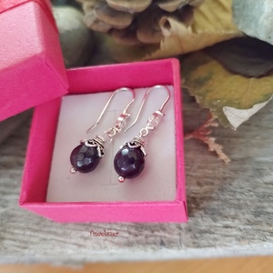 925 Ag Ametiszt fülbevaló - lila ametiszt ezüst fülbevaló  - Meska.hu
