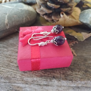 925 Ag Ametiszt fülbevaló - lila ametiszt ezüst fülbevaló  - ékszer - fülbevaló - lógó fülbevaló - Meska.hu