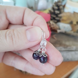 925 Ag Ametiszt fülbevaló - lila ametiszt ezüst fülbevaló  - ékszer - fülbevaló - lógó fülbevaló - Meska.hu