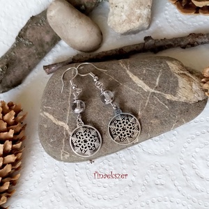 Hópehely acél fülbevaló - hegyikristály ásvánnyal - Meska.hu