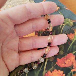 Szőlő, dió és jégbor - sárga citrin és borvörös gránát karkötő - ékszer - karkötő - ásványkarkötő - Meska.hu