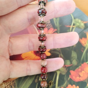 Földanya kincse karkötő - breccsa- és mookait jáspis, swarovski light peach kristály - ékszer - karkötő - ásványkarkötő - Meska.hu