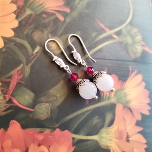Holdkő és swarovski ruby cirkónia köves sterling ezüst fülbevaló - Meska.hu