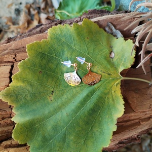 Ginkgo acél fülbevaló - Meska.hu