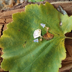 Ginkgo acél fülbevaló - ékszer - fülbevaló - lógó fülbevaló - Meska.hu