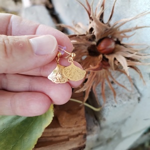 Ginkgo acél fülbevaló - ékszer - fülbevaló - lógó fülbevaló - Meska.hu