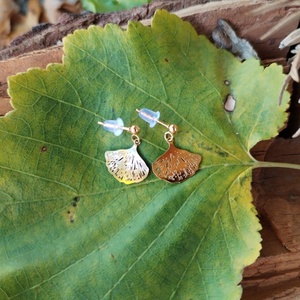 Ginkgo acél fülbevaló - Meska.hu