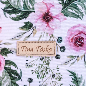 Fehér hátizsák rózsaszín virágokkal - táska & tok - hátizsák - hátizsák - Meska.hu