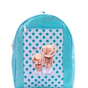 Világoskék hátizsák anya-lánya mintával - táska & tok - hátizsák - hátizsák - Meska.hu