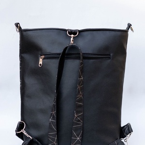 Fekete, geometriai mintás hátizsák - táska & tok - hátizsák - hátizsák - Meska.hu