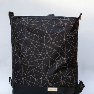 Fekete, geometriai mintás hátizsák - táska & tok - hátizsák - hátizsák - Meska.hu