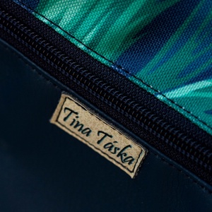 Egyedi tervezésű, sötétkék - türkiz pálmaleveles hátizsák  - táska & tok - hátizsák - hátizsák - Meska.hu