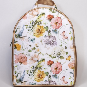 Rose gold madaras, virágos hátizsák - táska & tok - hátizsák - hátizsák - Meska.hu