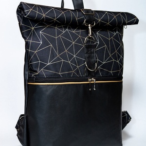 Geometrikus roll up hátizsák - táska & tok - hátizsák - roll top hátizsák - Meska.hu