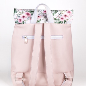 Púderrózsaszín, virágos hátizsák - táska & tok - hátizsák - hátizsák - Meska.hu