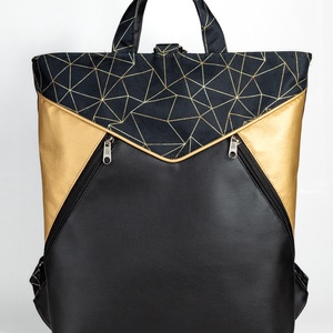 Fekete - arany 3in1 táska geometrikus mintával - Meska.hu