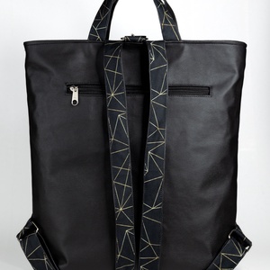 Fekete - arany 3in1 táska geometrikus mintával - táska & tok - variálható táska - Meska.hu