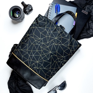 Fekete, geometriai mintás hátizsák, Táska & Tok, Hátizsák, Hátizsák, Varrás, MESKA