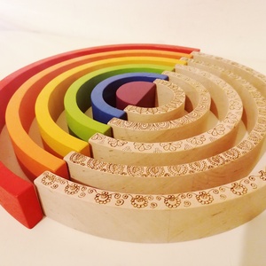 Nagy festett Mandala szivárvány  - játék & sport - készségfejlesztő és logikai játék - montessori szivárvány, waldorf játékok - Meska.hu