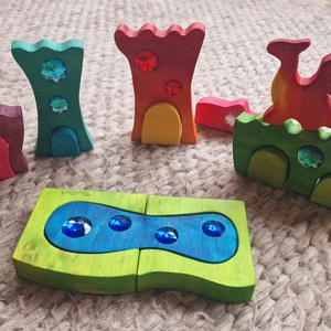 Sárkány váras keretes fajáték  - játék & sport - készségfejlesztő és logikai játék - montessori szivárvány, waldorf játékok - Meska.hu