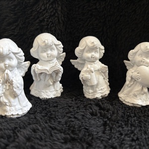Angyalkák 4 db, Karácsony, Karácsonyi lakásdekoráció, Karácsonyi manók, figurák, Gipszöntés, MESKA