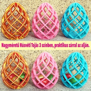 Nagy méretű Húsvéti Tojás 3 színben praktikus zárral az alján ajándékozáshoz pénzátadáshoz (kék, rózsaszín, arany-piros) - Meska.hu