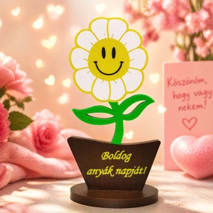 Vidám cserepes örök virág személyre szabható jókívánsággal anyák napjára vagy más alkalomra., Otthon & Életmód, Virágdekoráció, Virágdíszek, Asztali virágdísz, Mindenmás, MESKA