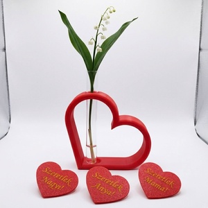 Szív alakú virágtartó üveg kémcsővel szeretlek nagyi felirattal nagyinak, de a felirat szabadon változtatható! - otthon & életmód - dekoráció - asztal és polc dekoráció - asztaldísz - Meska.hu