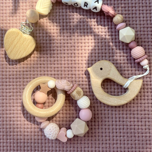 Egyedi rágcsalánc + rágcsakarika - baba - mama - baba játékok - rágóka - Meska.hu