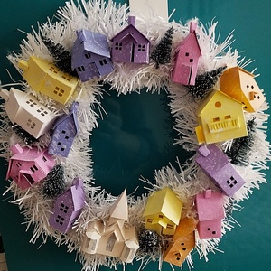 Fehér adventi koszorú világítással - karácsony - karácsonyi lakásdekoráció - karácsonyi lakásdíszek - Meska.hu