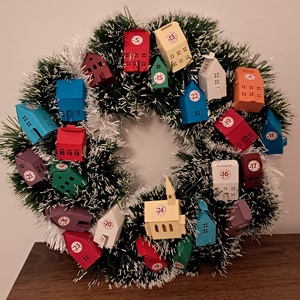 Adventi koszorú és naptár egyben világítással - karácsony - adventi díszek - adventi naptár - Meska.hu